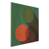 Bilderwelten Holzbild Abstrakte Formen - Kreise in GrÃ¼n und Rot