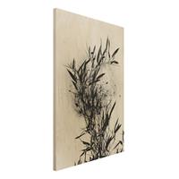 Bilderwelten Holzbild Grafische Pflanzenwelt - Schwarzer Bambus