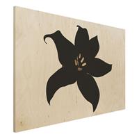 Bilderwelten Holzbild Grafische Pflanzenwelt - Orchidee Schwarz und Gold