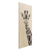 Bilderwelten Holzbild Giraffen Portrait in Schwarz-weiÃŸ