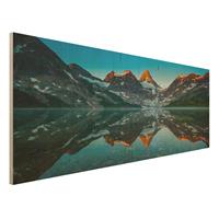 Bilderwelten Holzbild Natur & Landschaft - Panorama Berglandschaft am Lake Magog in Kanada
