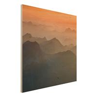 Bilderwelten Holzbild Natur & Landschaft - Quadrat Blick von der Zugspitze