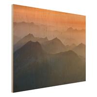 Bilderwelten Holzbild Natur & Landschaft - Querformat 4:3 Blick von der Zugspitze
