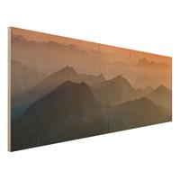 Bilderwelten Holzbild Natur & Landschaft - Panorama Blick von der Zugspitze