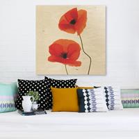 Bilderwelten Holzbild Blumen - Quadrat Charming Poppies