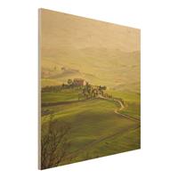 Bilderwelten Holzbild Natur & Landschaft - Quadrat Chianti Toskana