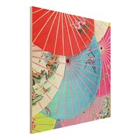 Bilderwelten Holzbild Muster - Quadrat Chinese Parasols