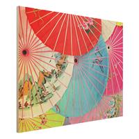 Bilderwelten Holzbild Muster - Querformat 4:3 Chinese Parasols