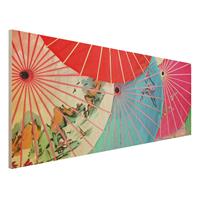 Bilderwelten Holzbild Muster - Panorama Chinese Parasols