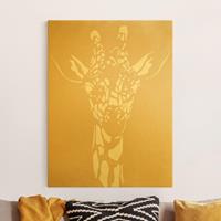Bilderwelten Leinwandbild Gold Safari Tiere - Portrait Giraffe Beige
