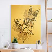 Bilderwelten Leinwandbild Gold Safari Tiere - Portrait Leopard