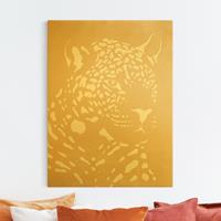 Bilderwelten Leinwandbild Gold Safari Tiere - Portrait Leopard Beige
