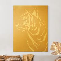 Bilderwelten Leinwandbild Gold Safari Tiere - Portrait Tiger Beige