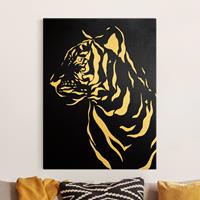 Bilderwelten Leinwandbild Gold Safari Tiere - Portrait Tiger Schwarz
