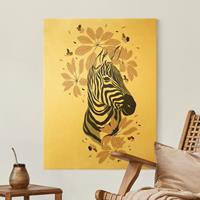Bilderwelten Leinwandbild Gold Safari Tiere - Portrait Zebra