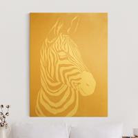 Bilderwelten Leinwandbild Gold Safari Tiere - Portrait Zebra Beige