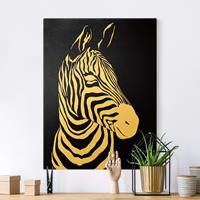 Bilderwelten Leinwandbild Gold Safari Tiere - Portrait Zebra Schwarz