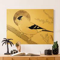 Bilderwelten Leinwandbild Gold Vogel vor goldener Sonne II