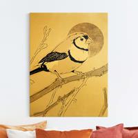 Bilderwelten Leinwandbild Gold Vogel vor goldener Sonne III