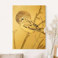 Bilderwelten Leinwandbild Gold Vogel vor goldener Sonne IV