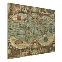 Bilderwelten Holzbild Weltkarte - Querformat 4:3 Die alte Welt