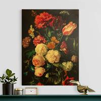 Bilderwelten Leinwandbild Gold Jan Davidsz de Heem - Stillleben mit Blumen in einer Glasvase
