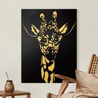 Bilderwelten Leinwandbild Gold Safari Tiere - Portrait Giraffe Schwarz