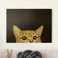 Bilderwelten Leinwandbild Gold Illustration Katze Schwarz WeiÃŸ Zeichnung