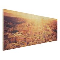 Bilderwelten Holzbild Architektur & Skyline - Panorama Fiery Siena