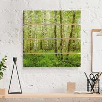 Bilderwelten Holzbild Plankenoptik Natur & Landschaft - Quadrat Hoh Rainforest Olympic National Park