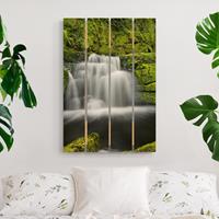 Bilderwelten Holzbild Plankenoptik Natur & Landschaft - Hochformat Lower McLean Falls in Neuseeland