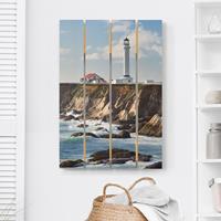 Bilderwelten Holzbild Plankenoptik Natur & Landschaft - Hochformat Point Arena Lighthouse Kalifornien