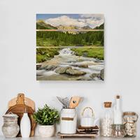 Bilderwelten Holzbild Plankenoptik Natur & Landschaft - Quadrat Debanttal Nationalpark Hohe Tauern