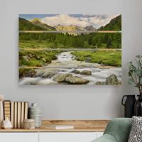 Bilderwelten Holzbild Plankenoptik Natur & Landschaft - Querformat Debanttal Nationalpark Hohe Tauern