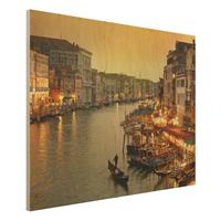 Bilderwelten Holzbild Architektur & Skyline - Querformat 4:3 GroÃŸer Kanal von Venedig