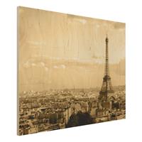 Bilderwelten Holzbild Architektur & Skyline - Querformat 4:3 I Love Paris