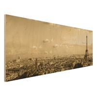 Bilderwelten Holzbild Architektur & Skyline - Panorama I Love Paris