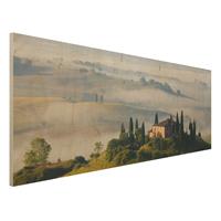 Bilderwelten Holzbild Natur & Landschaft - Panorama Landgut in der Toskana