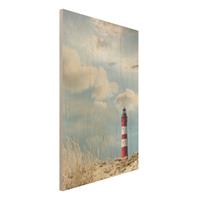 Bilderwelten Holzbild Natur & Landschaft - Hochformat 2:3 Leuchtturm in den DÃ¼nen