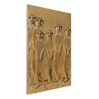 Bilderwelten Holzbild Tiere - Hochformat 3:4 Meerkat Family