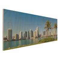 Bilderwelten Holzbild Architektur & Skyline - Panorama Miami Beach Skyline