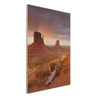 Bilderwelten Holzbild Natur & Landschaft - Hochformat 3:4 Monument Valley bei Sonnenuntergang