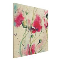 Bilderwelten Holzbild Blumen - Quadrat Painted Poppies