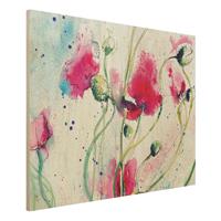 Bilderwelten Holzbild Blumen - Querformat 4:3 Painted Poppies