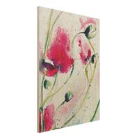 Bilderwelten Holzbild Blumen - Hochformat 3:4 Painted Poppies