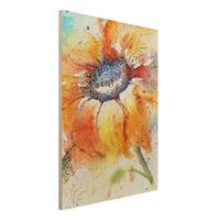 Bilderwelten Holzbild Blumen - Hochformat 3:4 Painted Sunflower