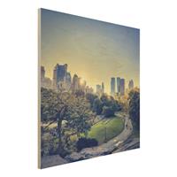 Bilderwelten Holzbild Architektur & Skyline - Quadrat Peaceful Central Park