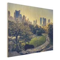Bilderwelten Holzbild Architektur & Skyline - Querformat 4:3 Peaceful Central Park