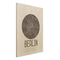 Bilderwelten Holzbild Stadtplan - Hochformat 3:4 Stadtplan Berlin - Retro