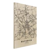 Bilderwelten Holzbild Stadtplan - Hochformat 3:4 Stadtplan Hannover - Klassik